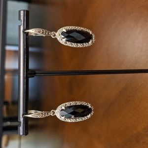 Sterling silver marcasite onyx earrings